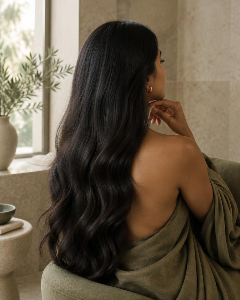 Editorial portrait highlighting healthy hair