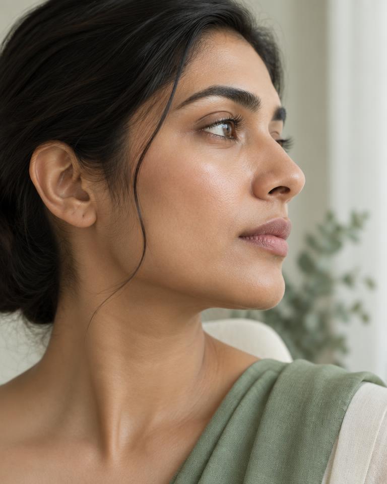 Editorial portrait highlighting natural skin